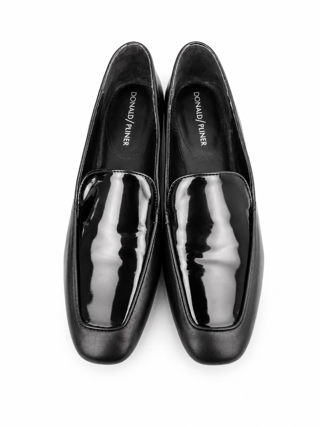 Donald Pliner Halia Black Leather Patent Loafers Flats Size 8m Excellent